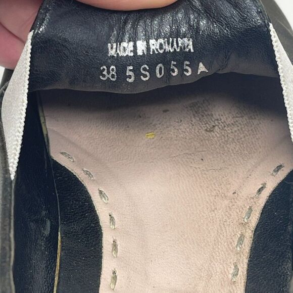 MIU MIU Black Leather Silver Metal Cap Toe Slip On Platform Sneaker EU 38 Italy - Picture 10 of 11